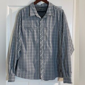 Eddie Bauer Sport Blue and Gray Plaid Shirt Size Large
